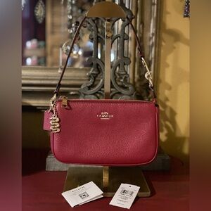 Coach Red Leather Shoulder Bag with Gold Hardware